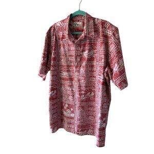 Reyn Spooner Mens Aloha Pullover Shirt Size XXL Red Scenic Catalina Island Print